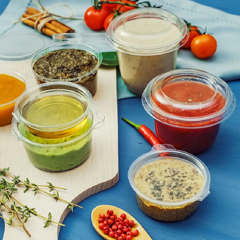 товар Соусник 50 мл с крышкой пластиковый одноразовый прозрачный V4-0033